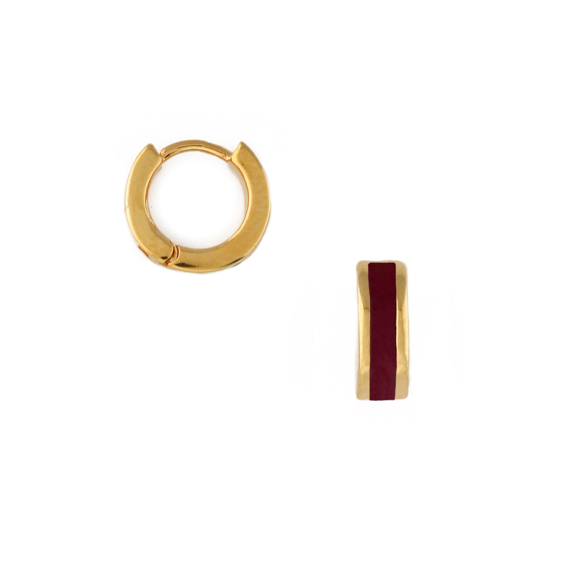 Enamel Inlay Huggie Hoop - Röd