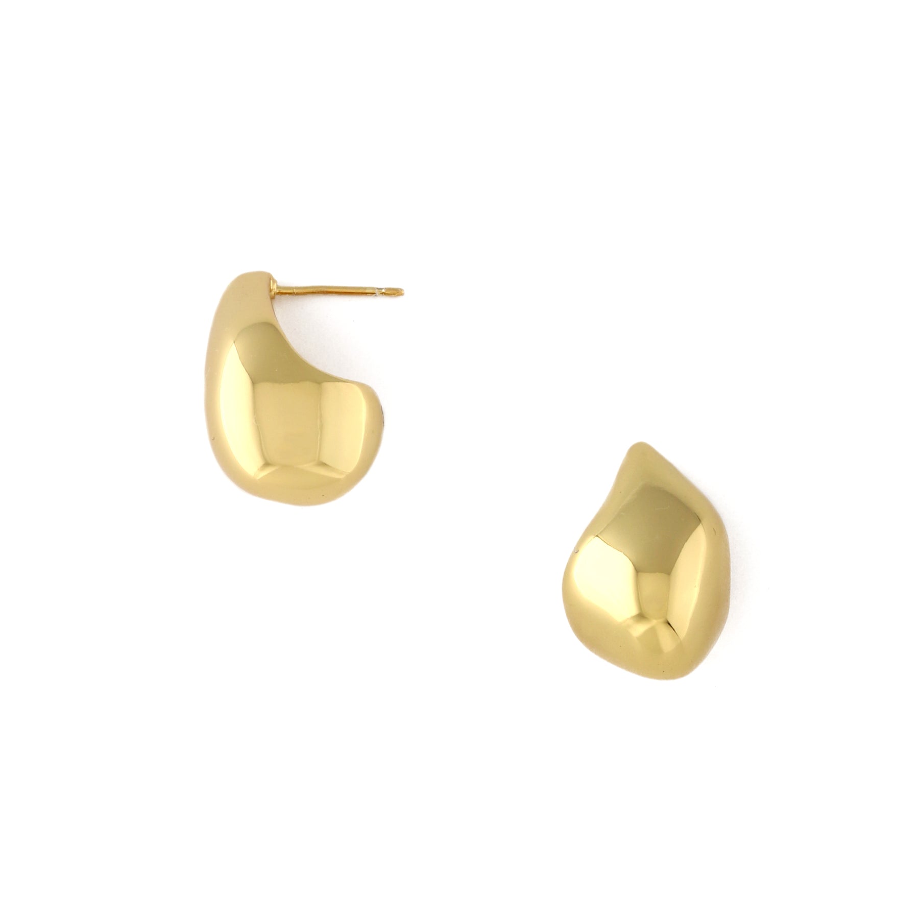 Liquid Molten Drop Stud - Pale Gold