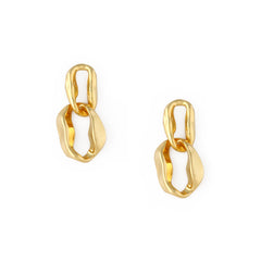 Interlocking Molten Link Drop Earring - Pale Gold