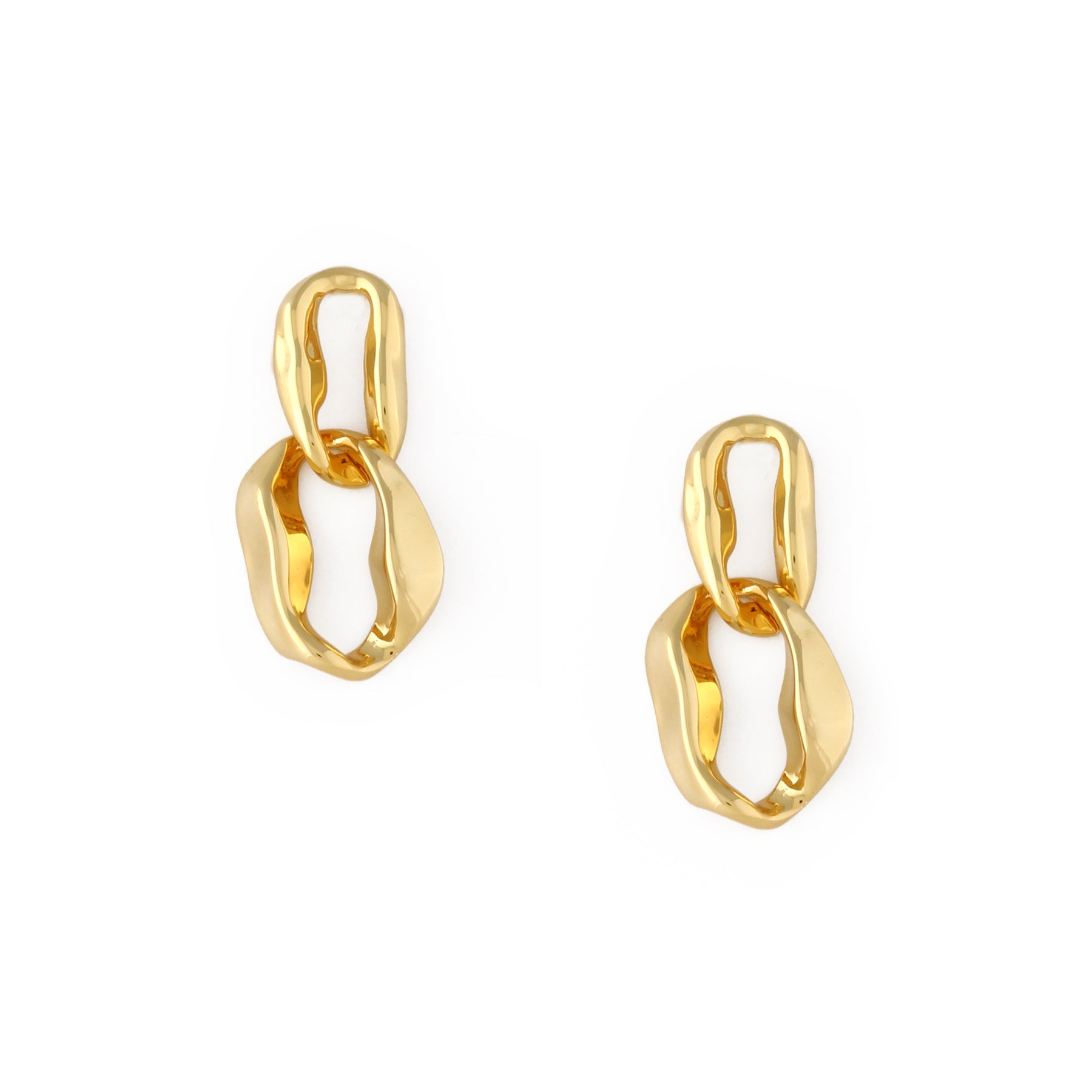 Interlocking Molten Link Drop Earring - Pale Gold