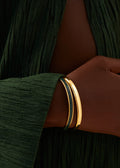 Leather Inlay Bangle Emerald - Green