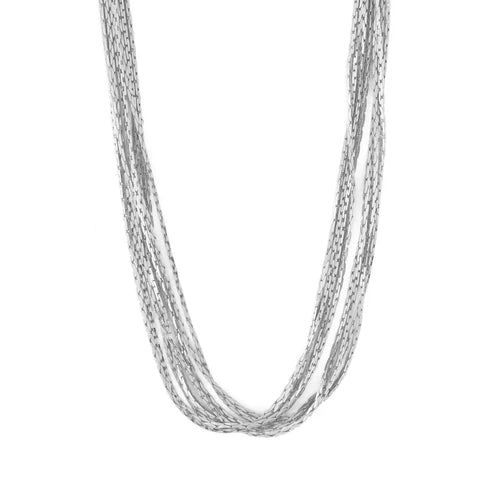 Multi Chain 8 Row Necklace - Silver