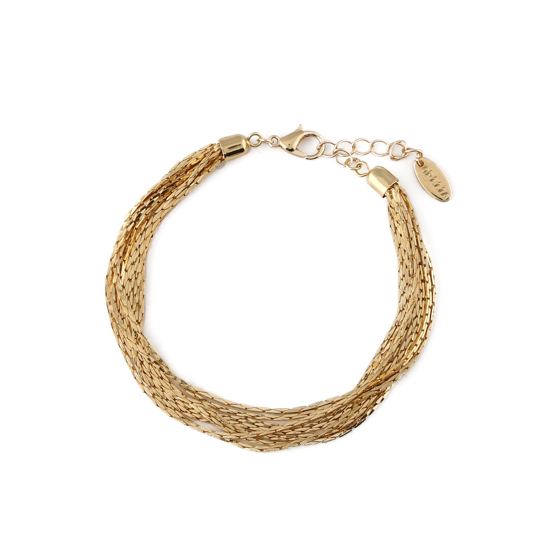Multi Chain 8 Row Bracelet - Pale Gold