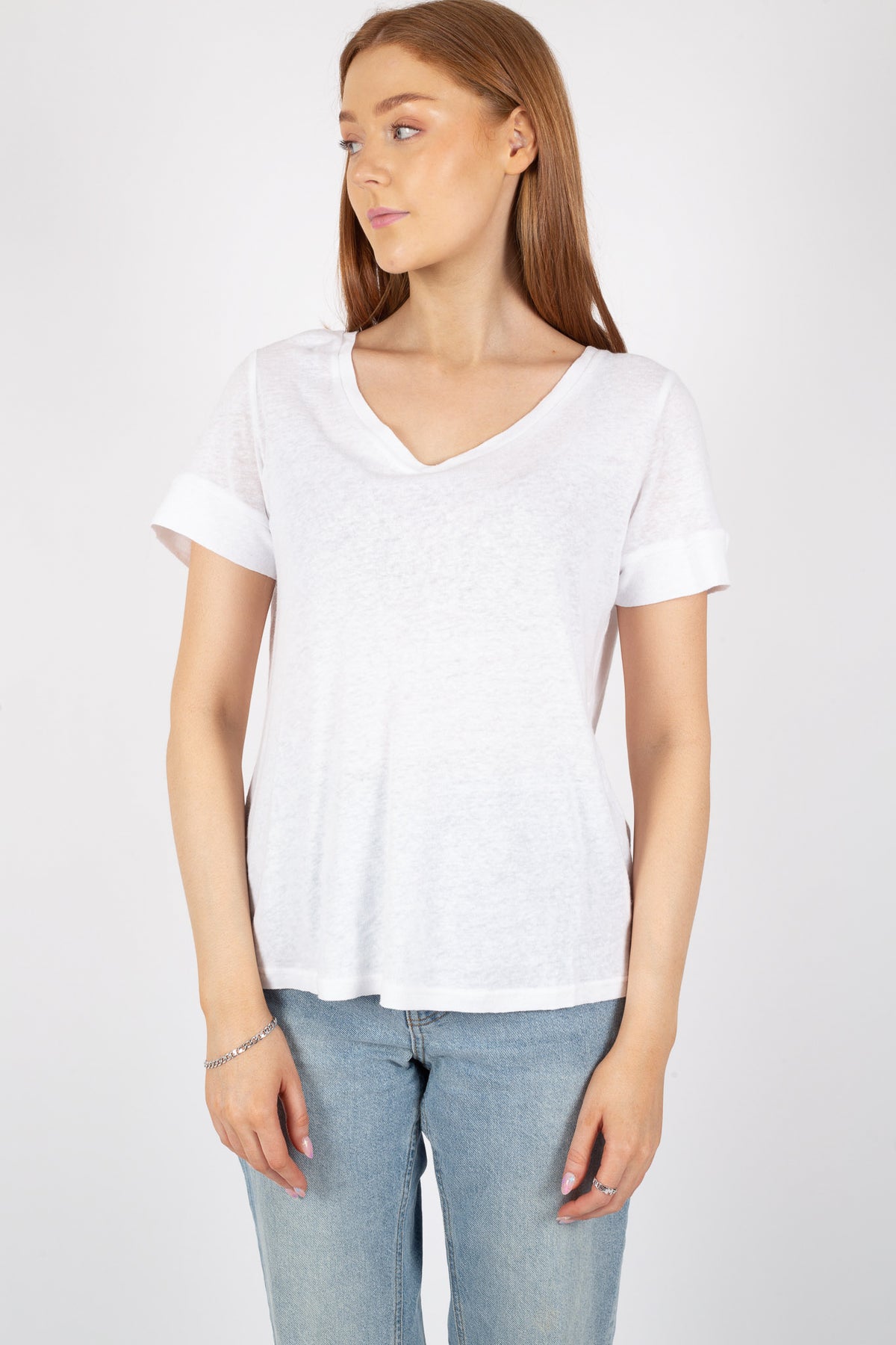 Lily V-neck Tee - White