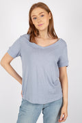 Lily V-neck Tee - Blue Fog