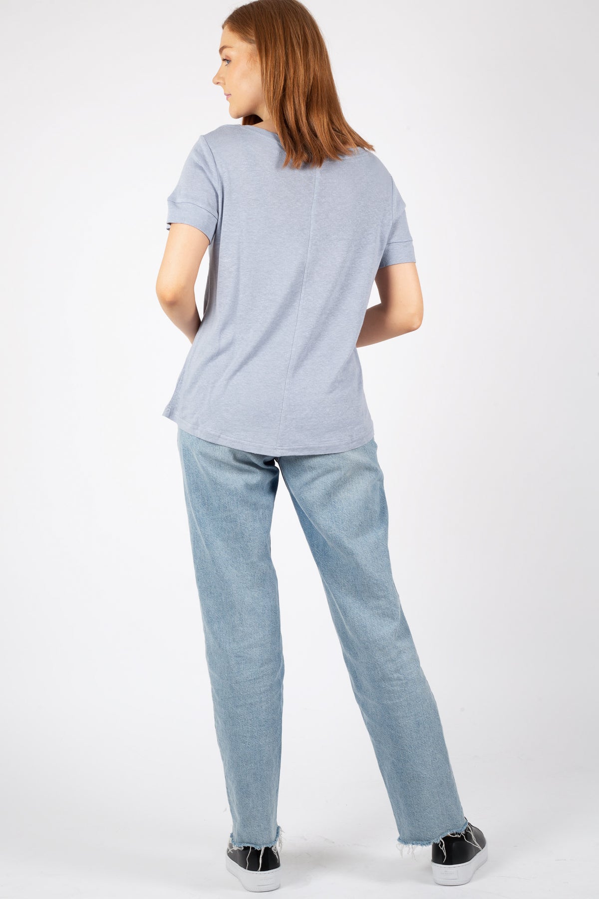 Lily V-neck Tee - Blue Fog