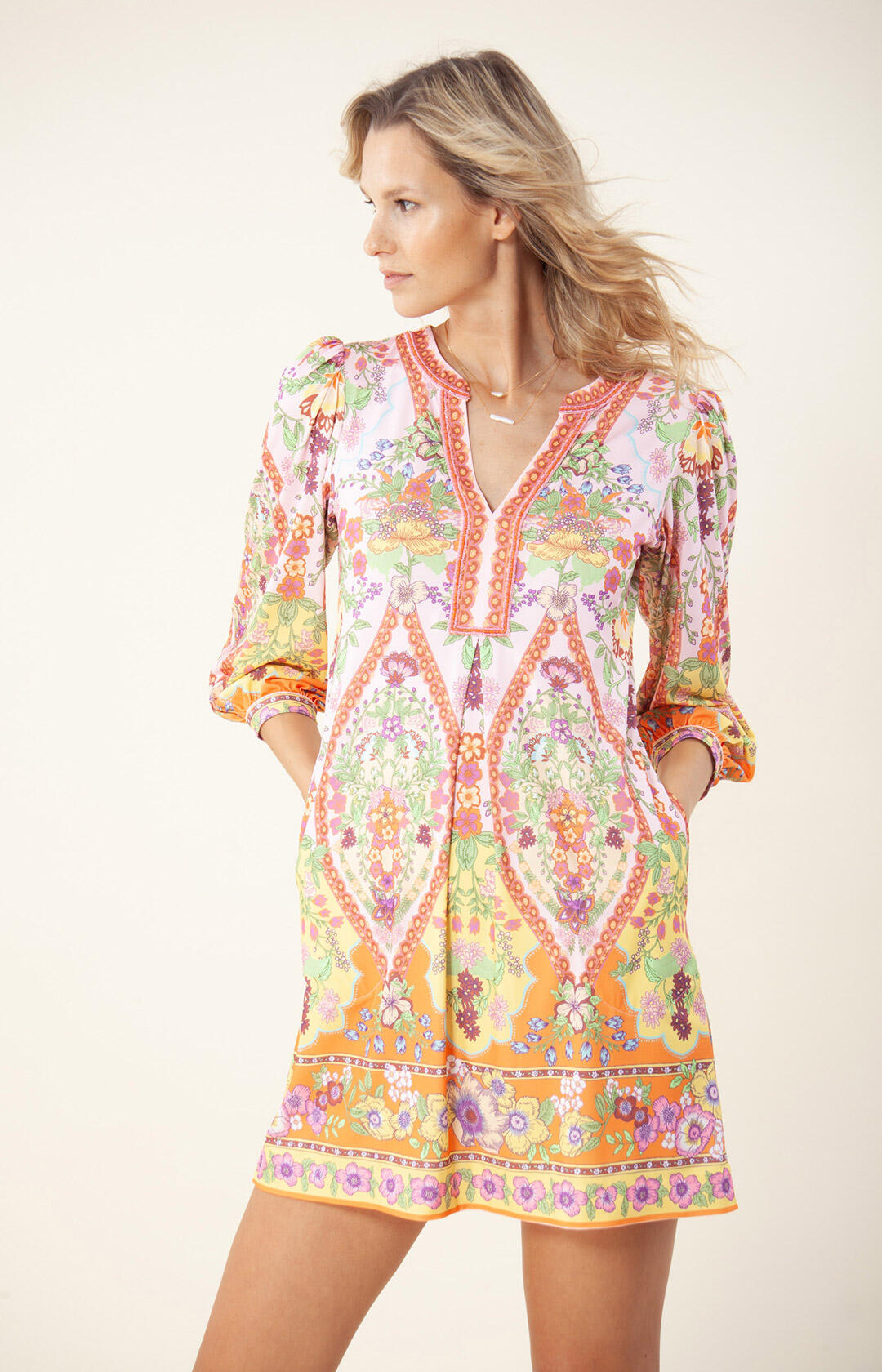 Freja Dress Beaded - Pink