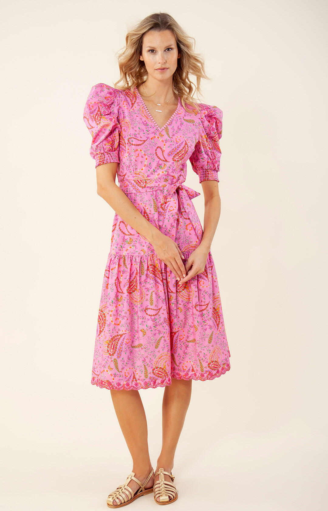 Elaina Dress Midi Length - Pink