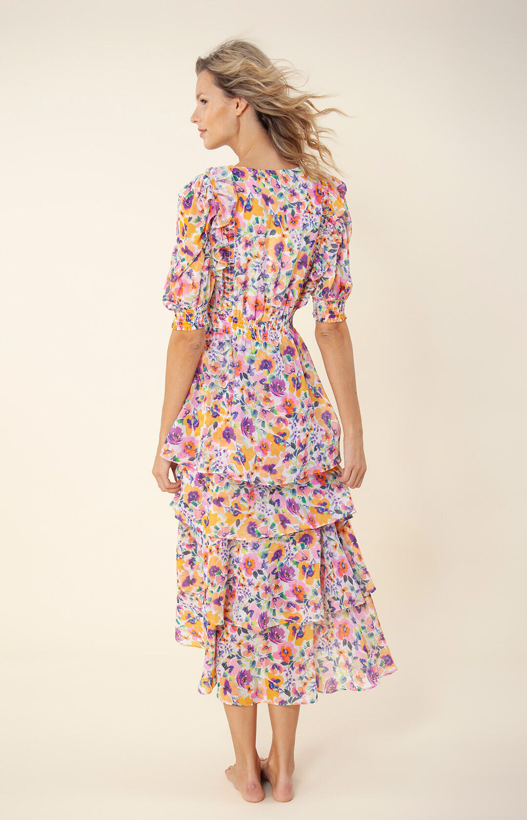 Amareli Dress W Tiered Skirt - Ivory