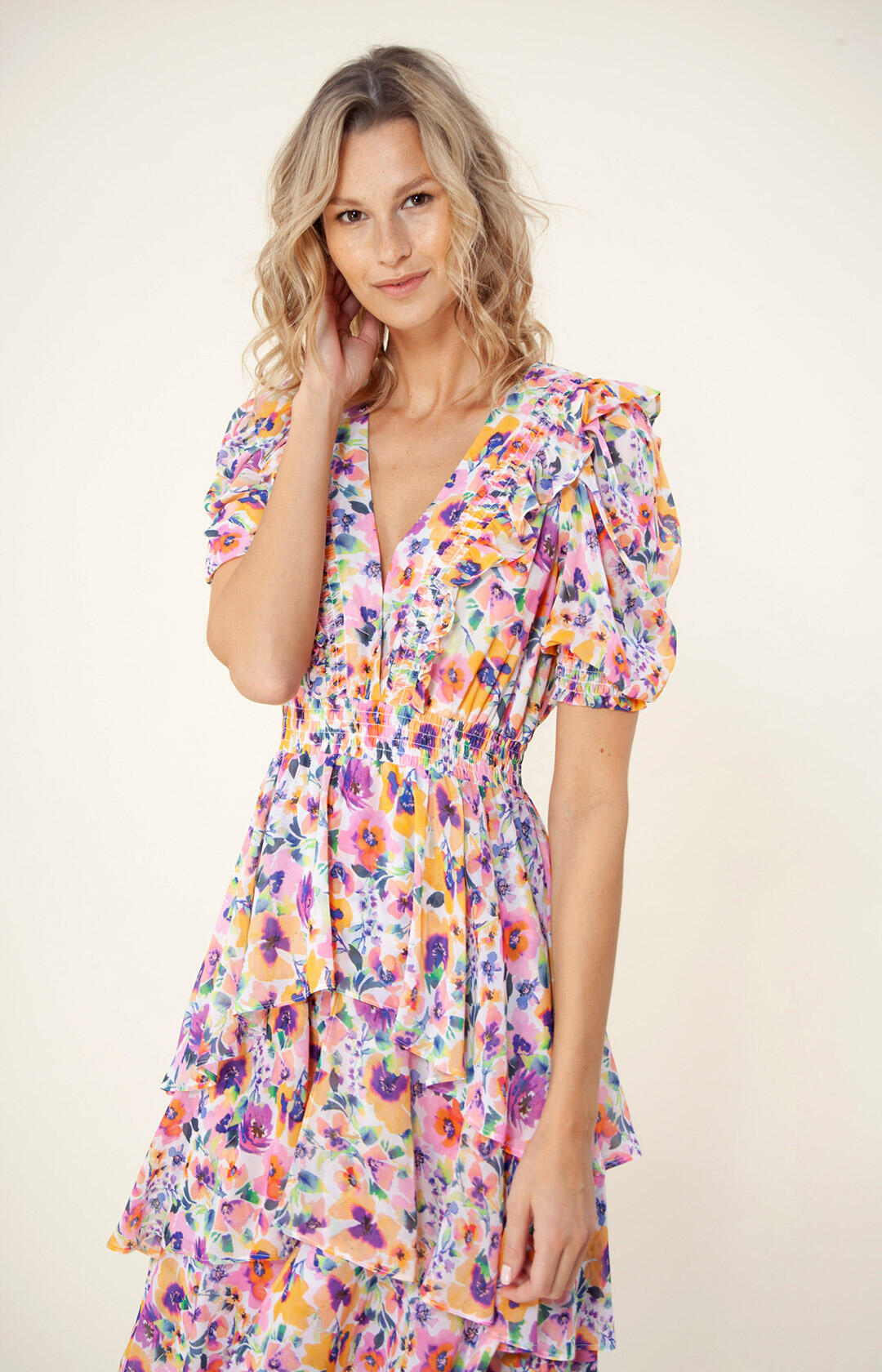 Amareli Dress W Tiered Skirt - Ivory