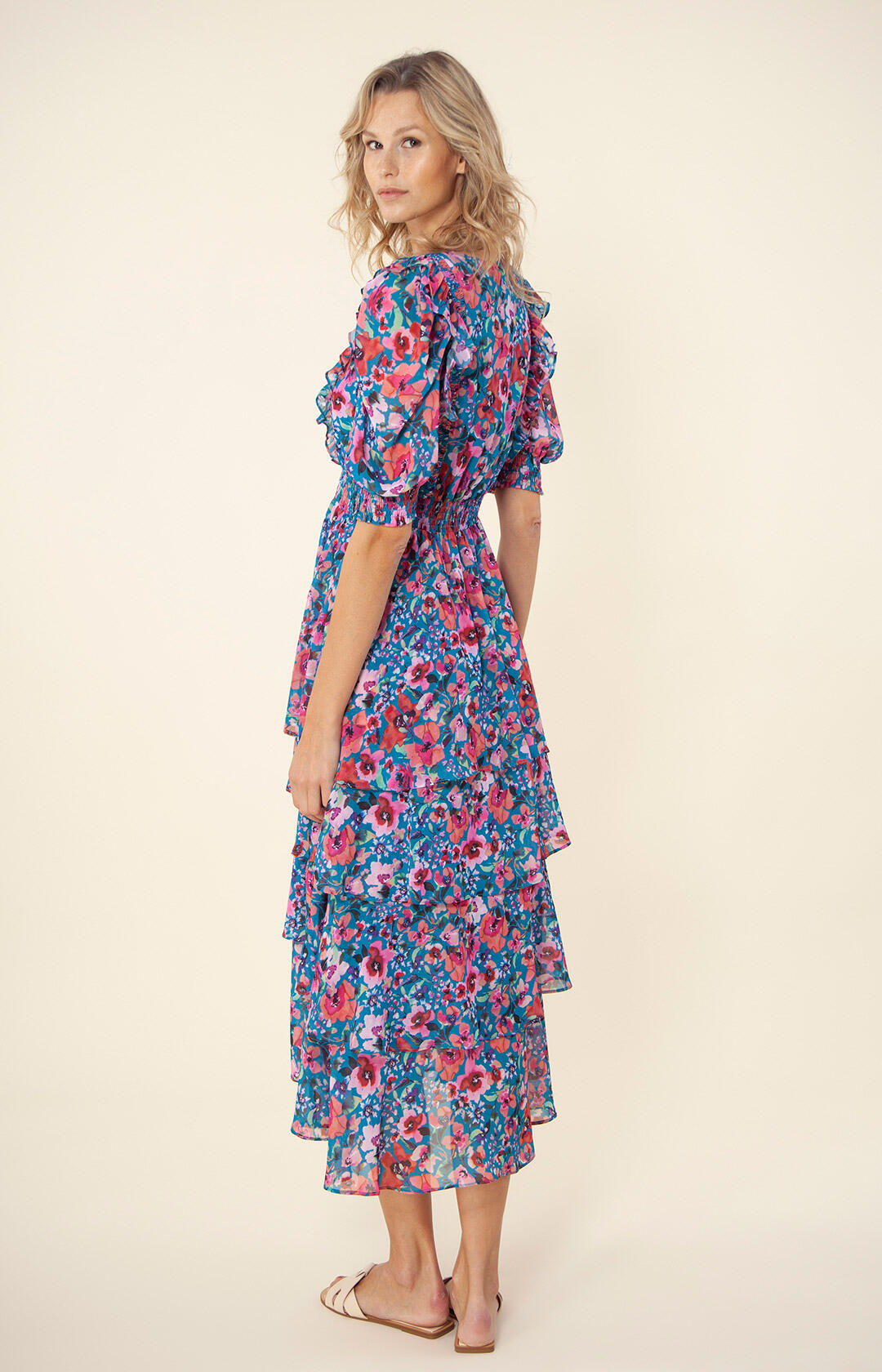 Amareli Dress W Tiered Skirt - Teal