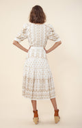 Logan Midi Dress Embrodery - Gold