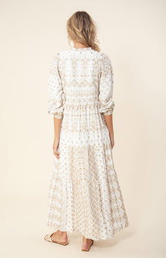 Clary Maxi Dress Embrodery - Gold