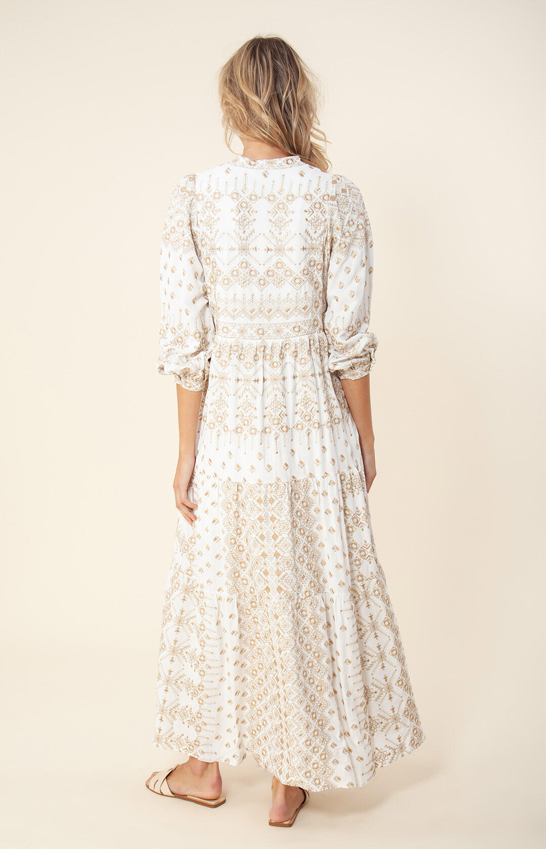 Clary Maxi Dress Embrodery - Gold
