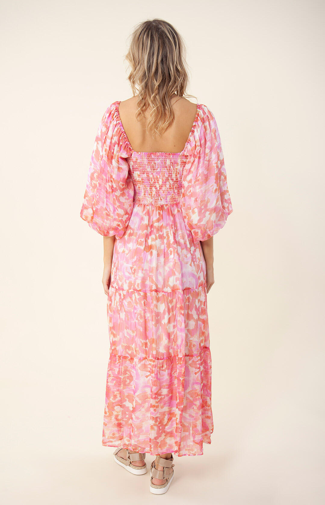 Ilona Long Dress Rayon-Silk - Pink