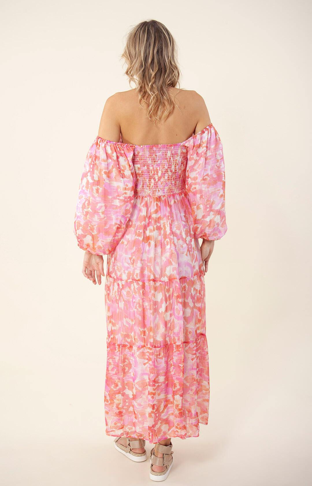Ilona Long Dress Rayon-Silk - Pink