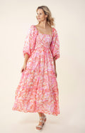 Ilona Long Dress Rayon-Silk - Pink