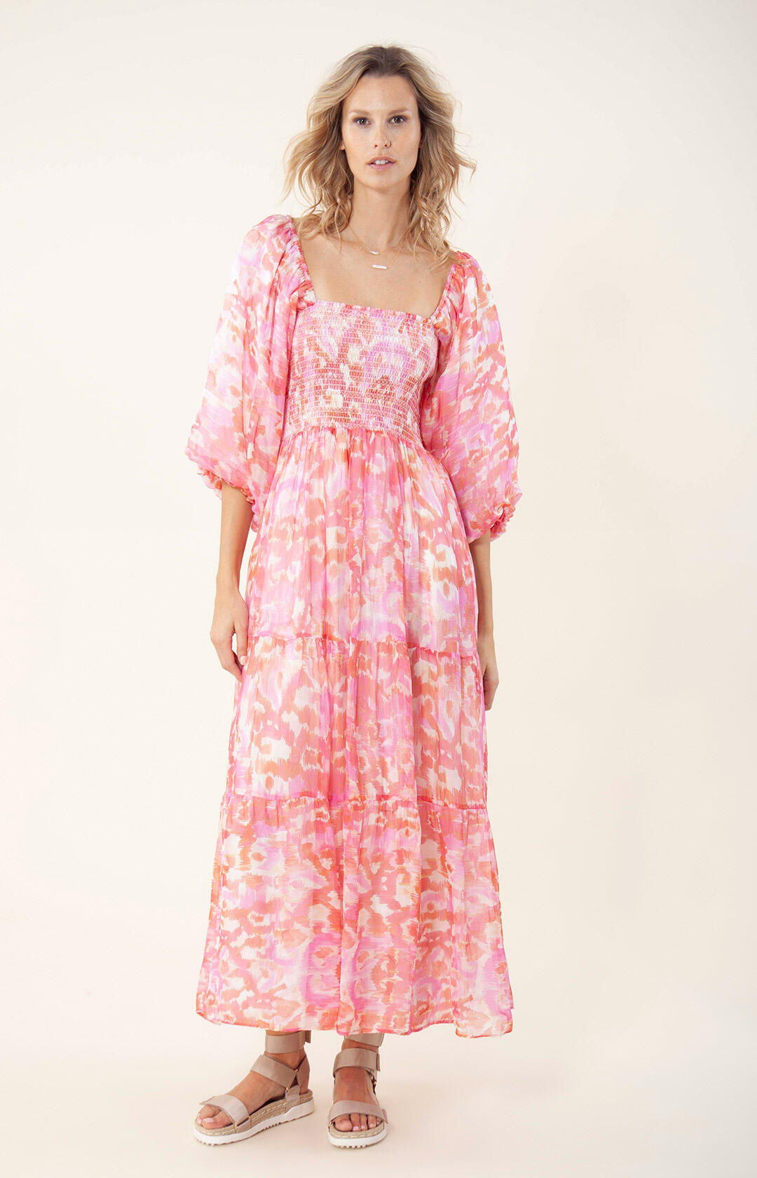 Ilona Long Dress Rayon-Silk - Pink