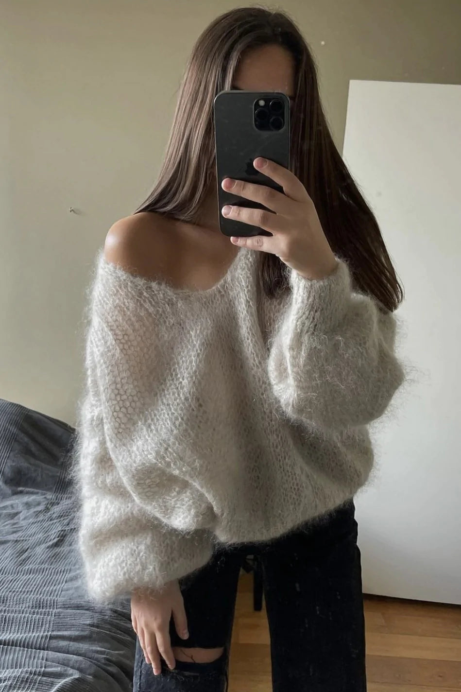 Milana LS Mohair Knit - Beige