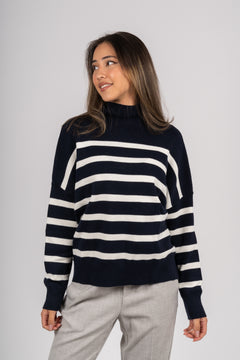 TenleyIW Turtleneck Pullover - Blue/White