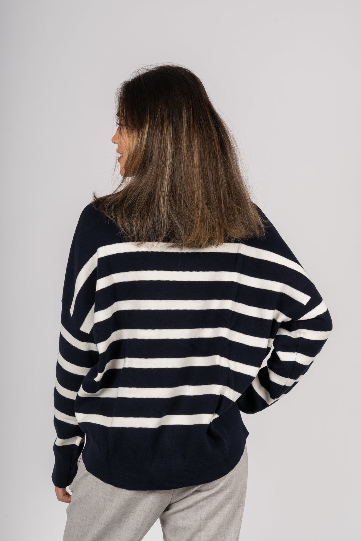 TenleyIW Turtleneck Pullover - Blå/Vit