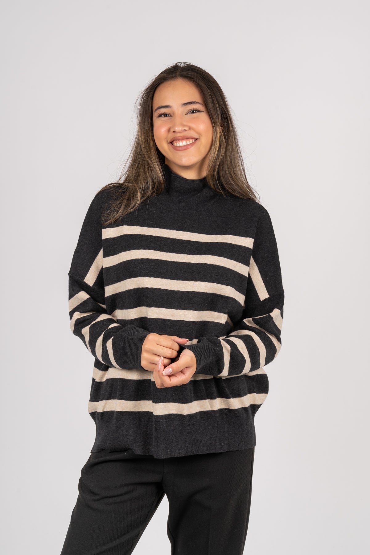 TenleyIW Turtleneck Pullover - Grey/Sandstone