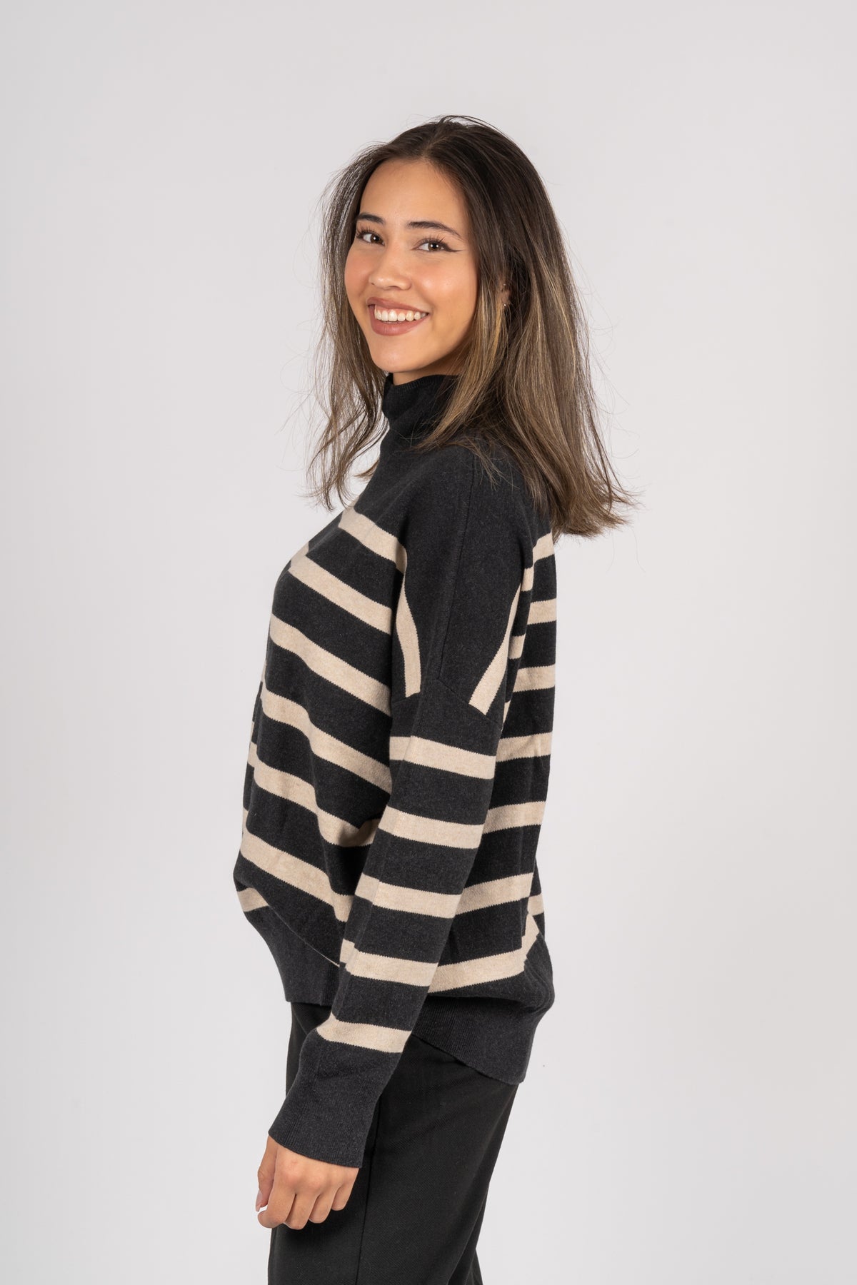 TenleyIW Turtleneck Pullover - Grey/Sandstone