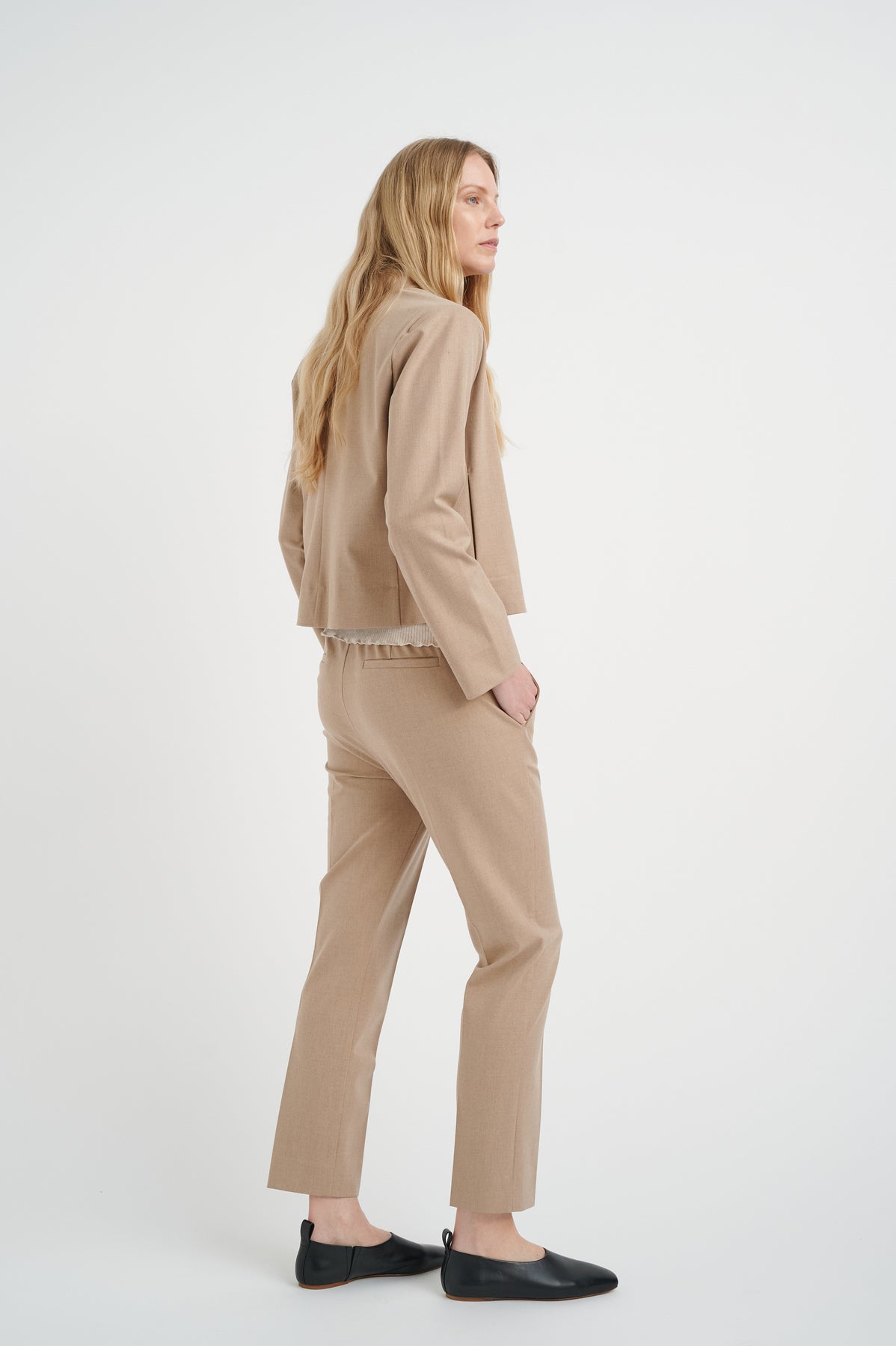 NakitaIW Flat Pants - Oatmeal Melange
