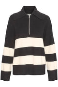 OthiliaIW Zipper Pullover - Black/Whisper