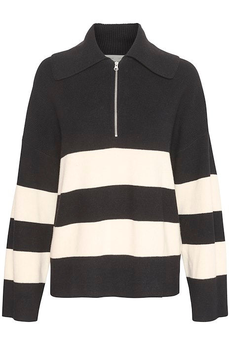 OthiliaIW Zipper Pullover - Black/Whisper