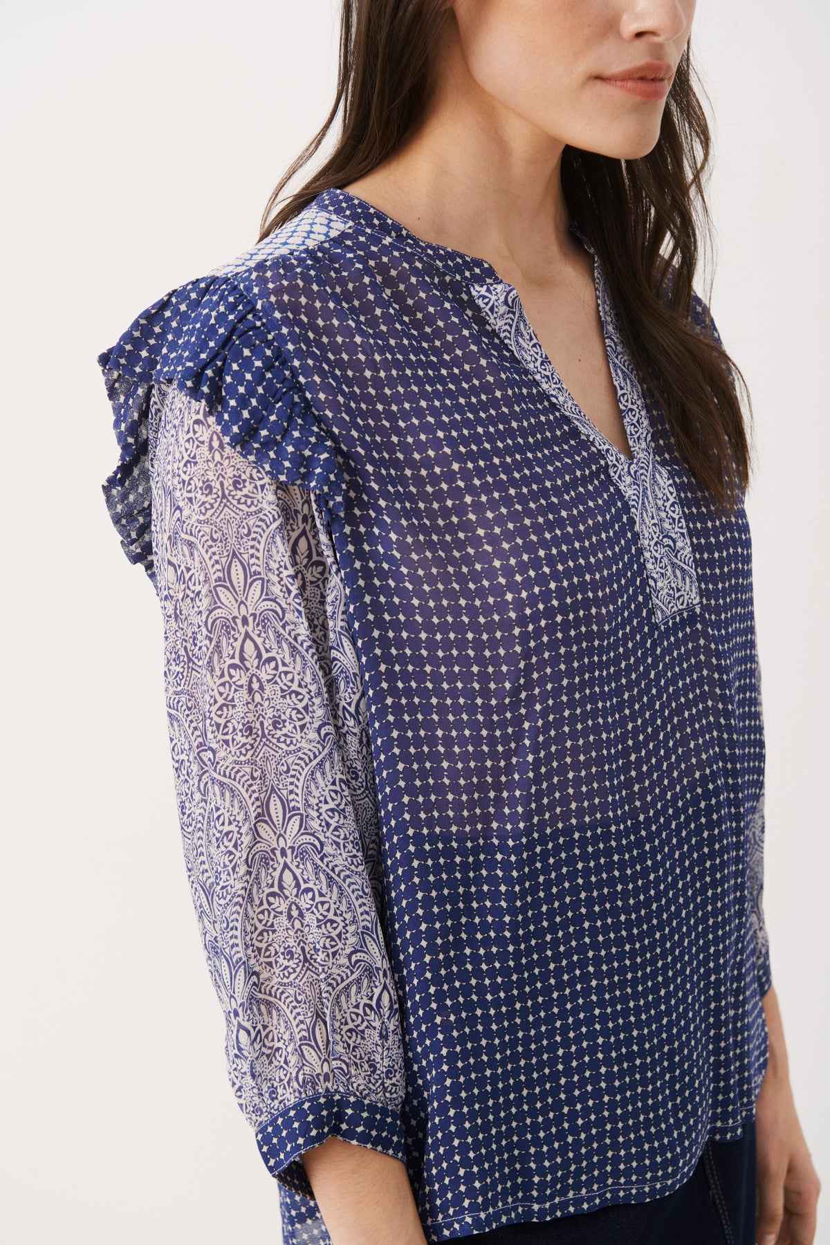 OrianaPW Blus - Blue Border Print