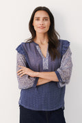 OrianaPW Blus - Blue Border Print
