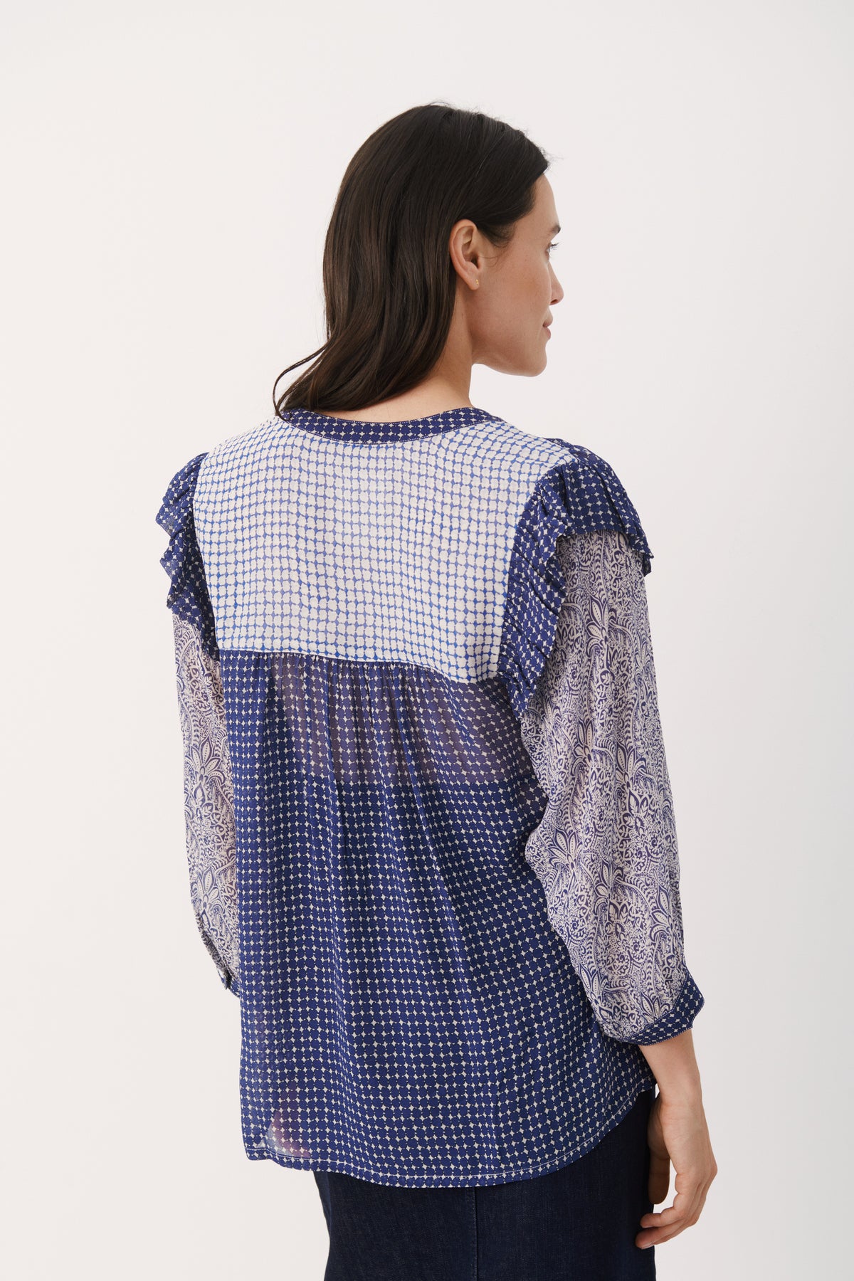 OrianaPW Blus - Blue Border Print