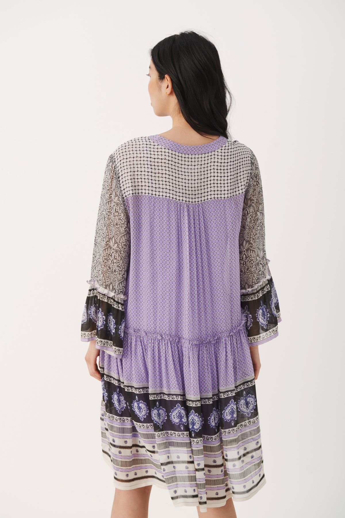 SophiaePW Dress - Purple Border Print