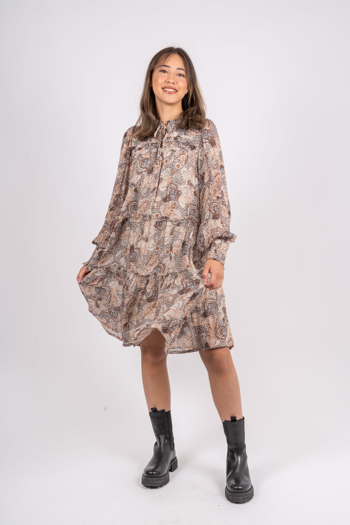 Randyspw Dress - Neutral Ornament Print