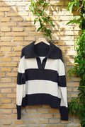 ElindaPW PU - Dark Navy Bold Stripe
