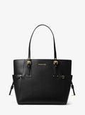 Voyager Medium Crossgrain Leather Tote Bag - Black
