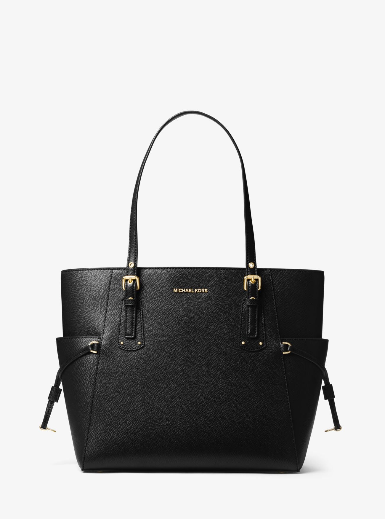 Voyager Medium Crossgrain Leather Tote Bag - Black