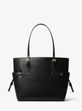 Voyager Medium Crossgrain Leather Tote Bag - Black