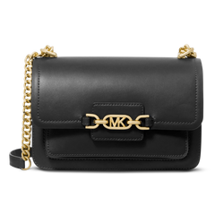 Heather Large Leather Shoulder Bag - Black