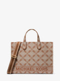 Gigi Large Empire Logo Jacquard Tote Bag - Natural/Luggage
