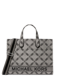 Gigi Large Empire Logo Jacquard Tote Bag - Natural/Black