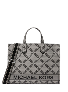 Gigi Large Empire Logo Jacquard Tote Bag - Natural/Black