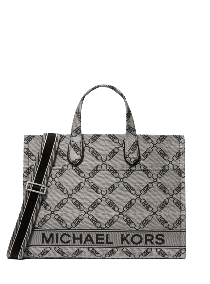 Gigi Large Empire Logo Jacquard Tote Bag - Natural/Black