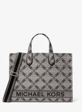 Gigi Large Empire Logo Jacquard Tote Bag - Natural/Black