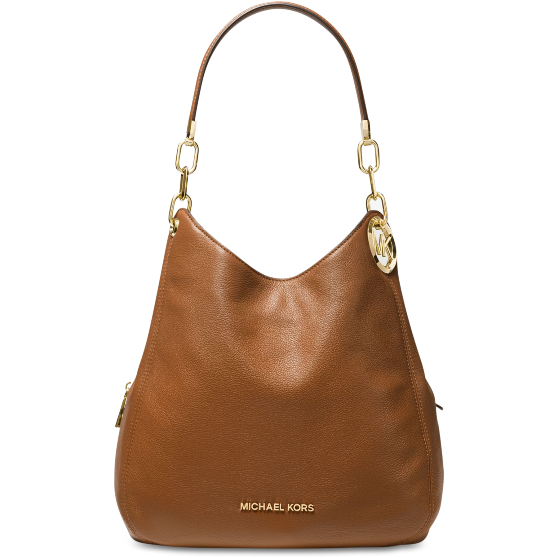 Lillie Large Pebbled Leather Shoulder Bag - Luggage