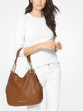 Lillie Large Pebbled Leather Shoulder Bag - Luggage
