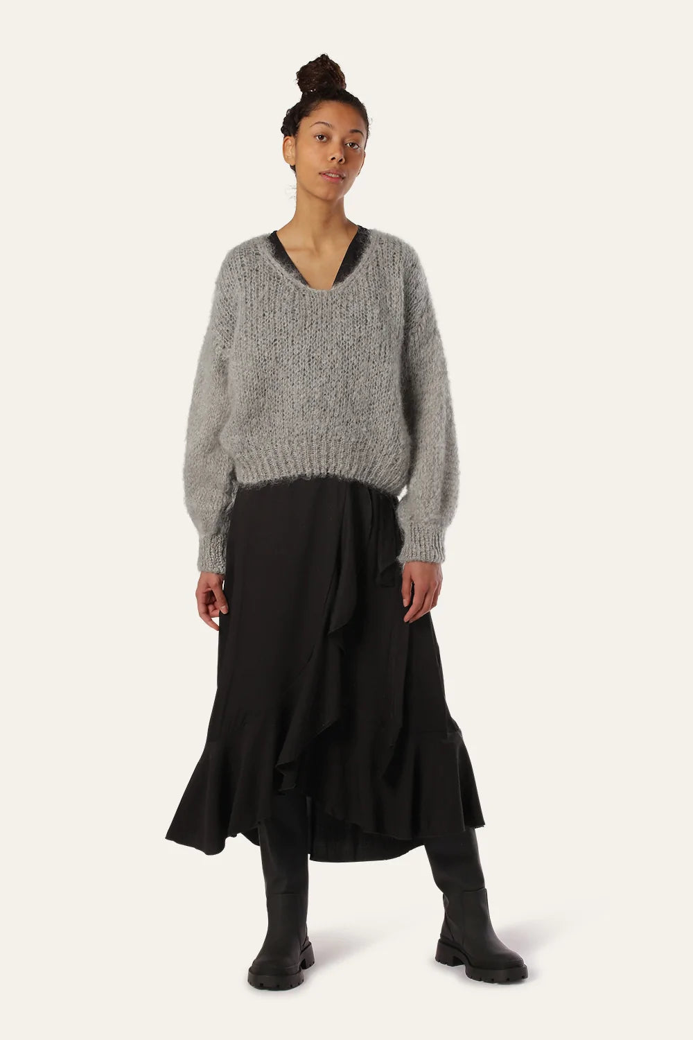 Milana Ls Mohair Knit - Grey