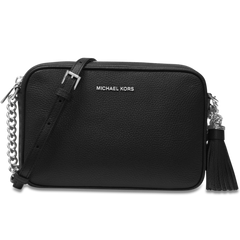 Ginny Leather Crossbody Bag - Black/Silver