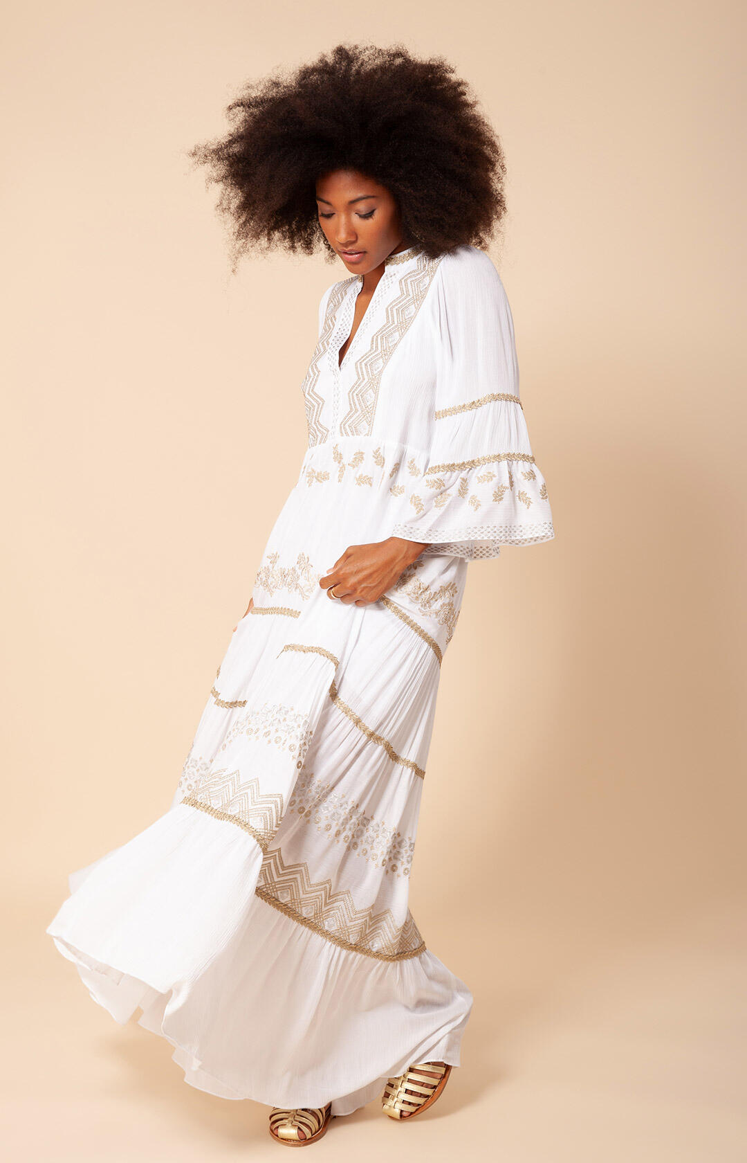 Taliah Long Dress - Gold